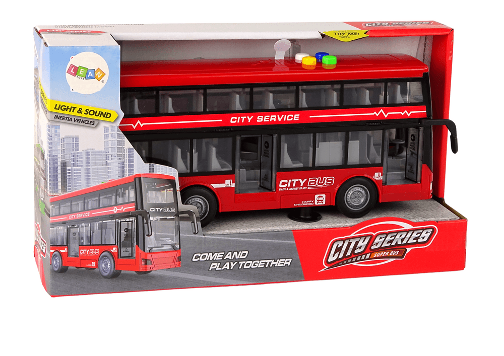 LEAN TOYS Dvoposteljni avtobus na baterije, rdeč, 1:16 4