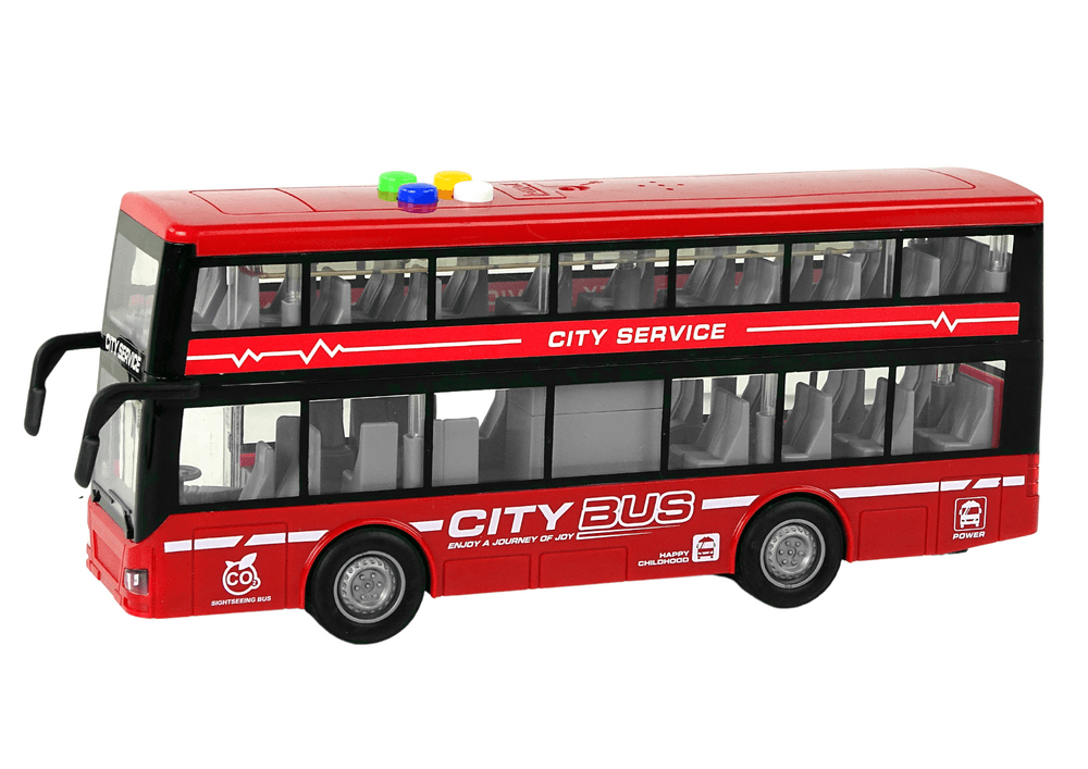 LEAN TOYS Dvoposteljni avtobus na baterije, rdeč, 1:16 2