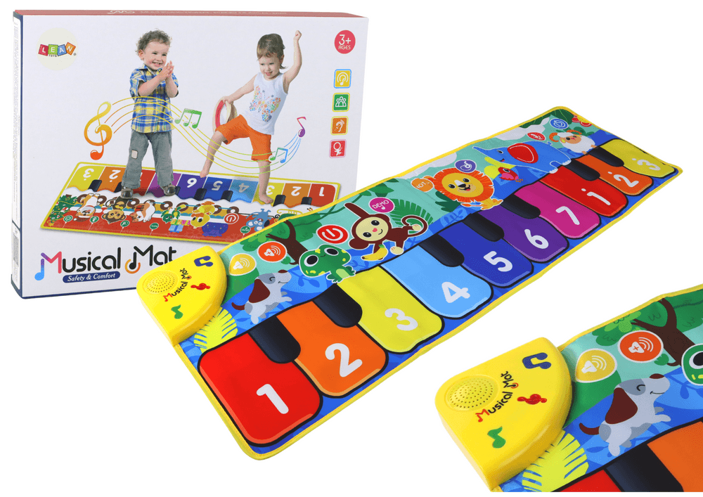 LEAN TOYS Plesna glasbena podloga z živalmi in klavi- a