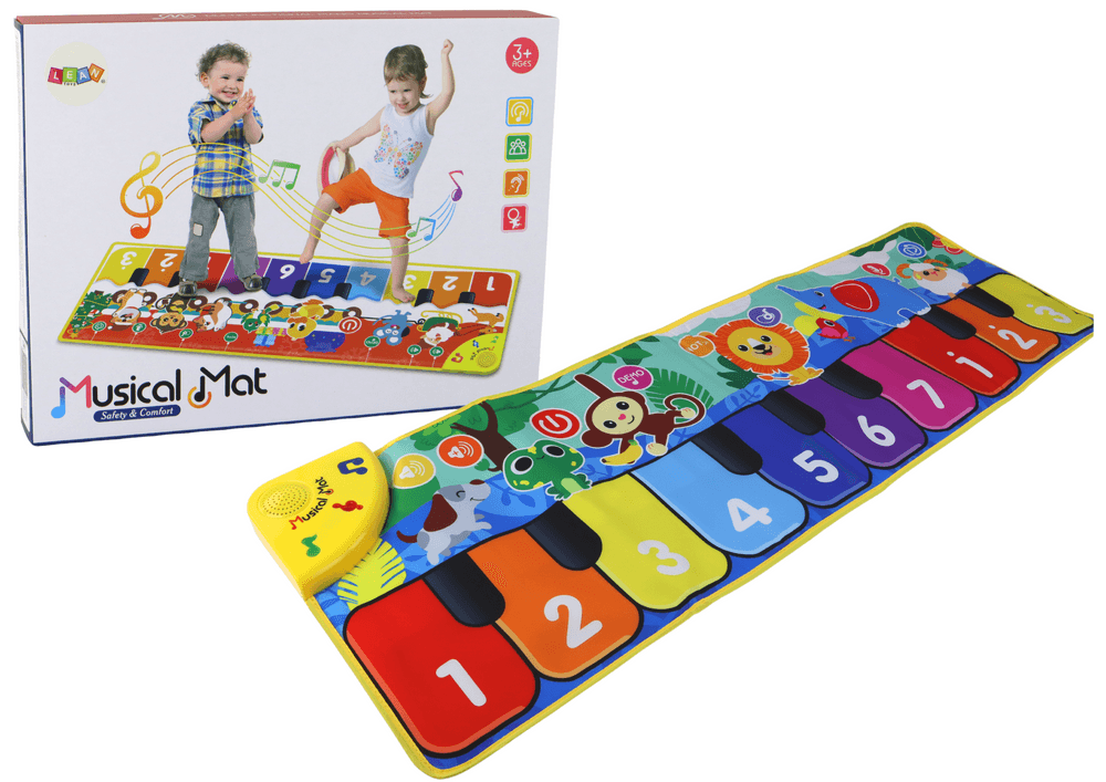 LEAN TOYS Plesna glasbena podloga z živalmi in klavi- a 2