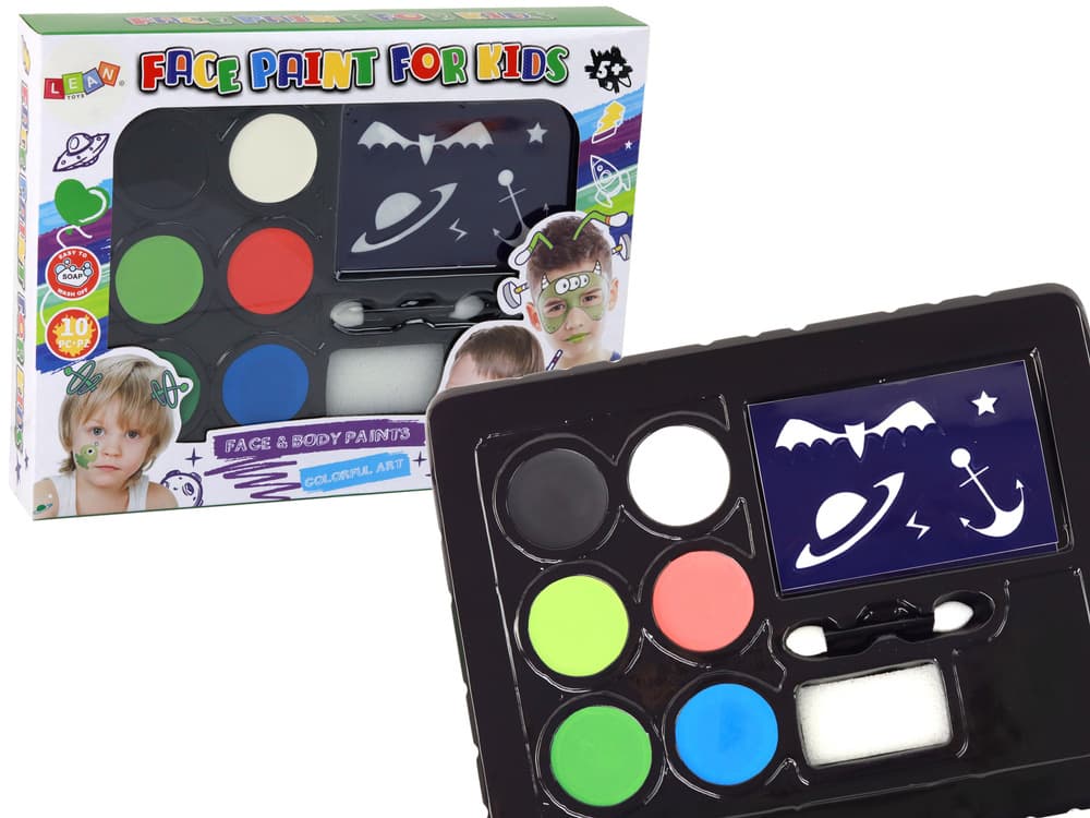 LEAN TOYS Set za ličenje: barve za poslikavo obraza, čopiči in šablone