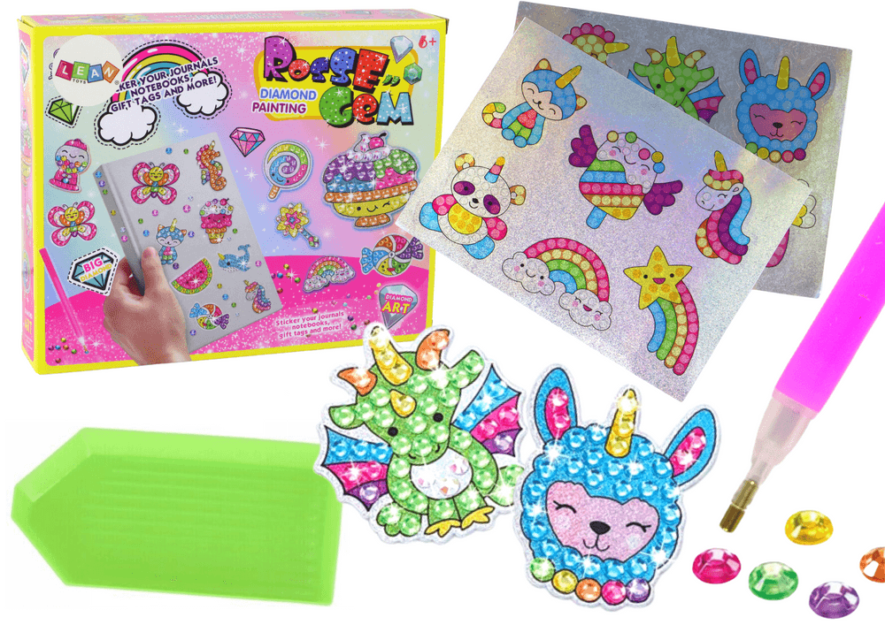 LEAN TOYS Set za lepljenje diamantičev (nalepke, živali)