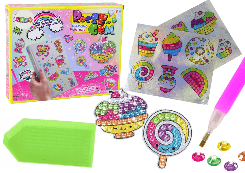 LEAN TOYS Set za lepljenje diamantičev (nalepke, sladkarije)
