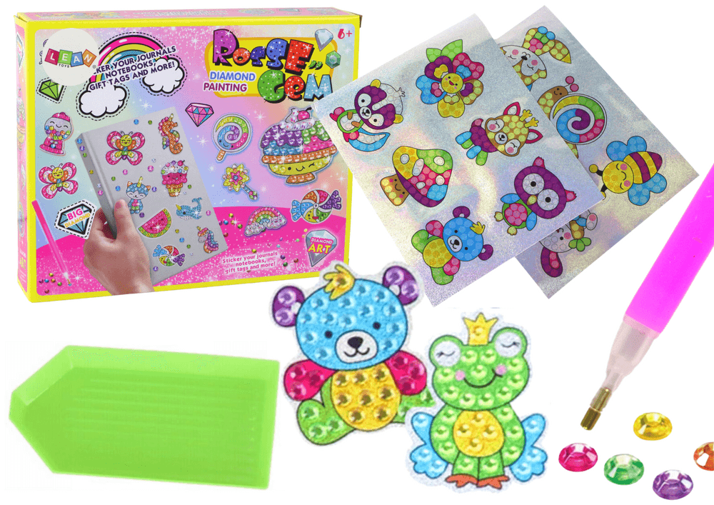 LEAN TOYS Set za lepljenje diamantičev (nalepke, živali)