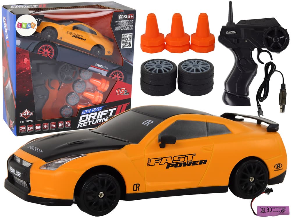 Športni avto LEAN TOYS na daljinsko upravljanje, rumen, 1:24