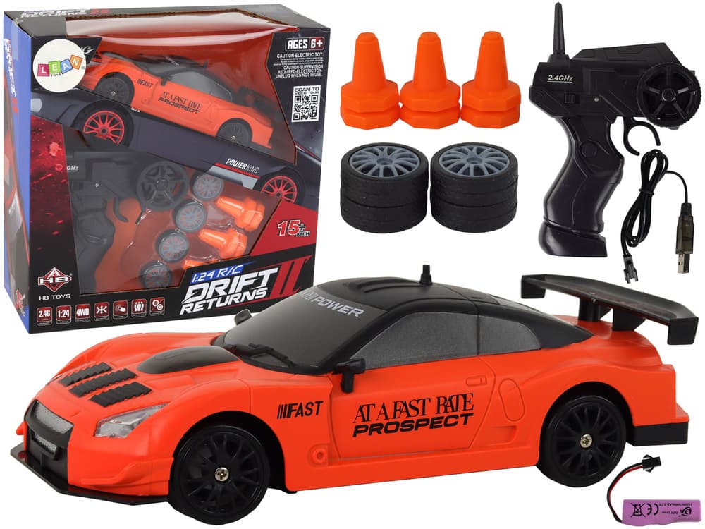 Športni avto LEAN TOYS na daljinsko upravljanje, oranžni, 1:24