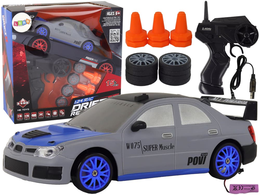 Športni avto LEAN TOYS na daljinsko upravljanje, siv, 1:24