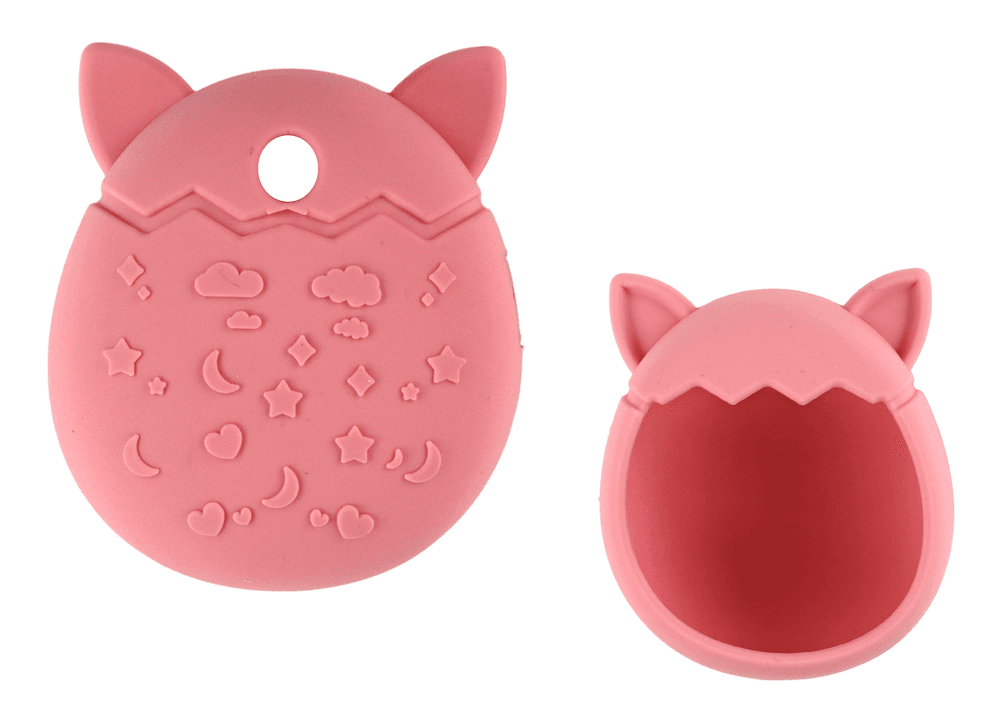 LEAN TOYS Silikonsko etui za Tamagotchi - Pudrasto roza (oblikovan kot mačka)