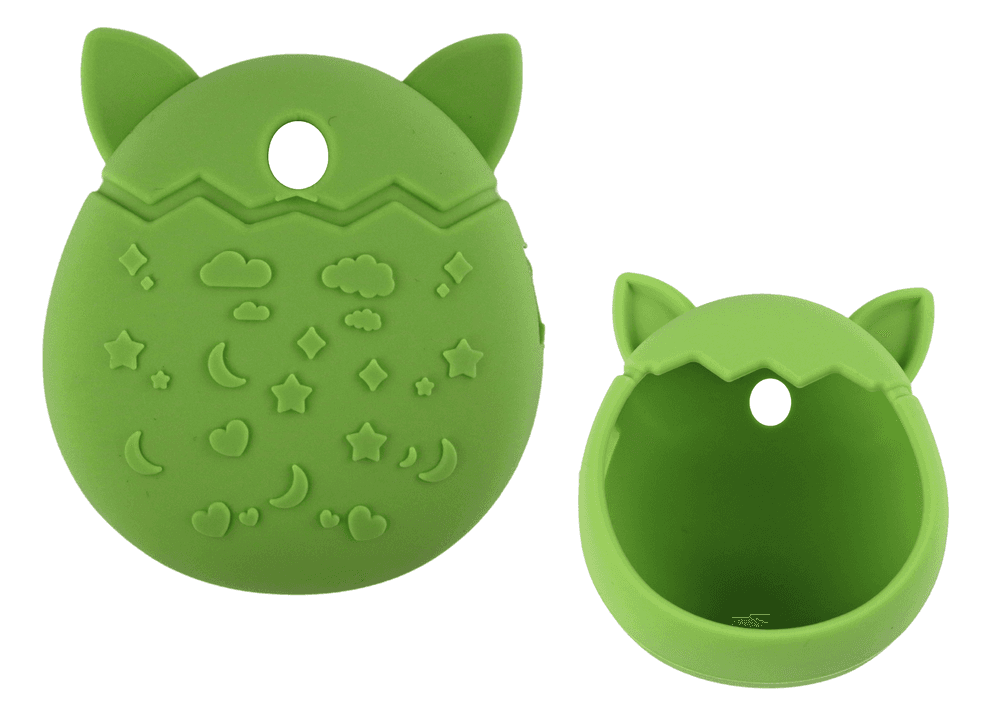 LEAN TOYS Silikonsko etui za Tamagotchi - Zelena (oblikovan kot mačka)