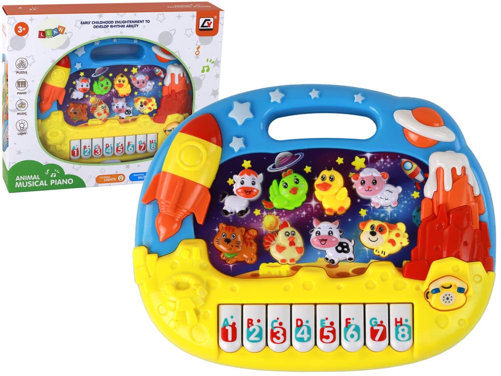 LEAN TOYS Otroško pianino z angleščino, živali in vesoljem