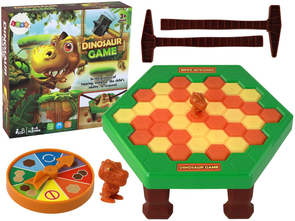 LEAN TOYS Družabna igra Dinozaver v težavah, zabijanje s kladivom