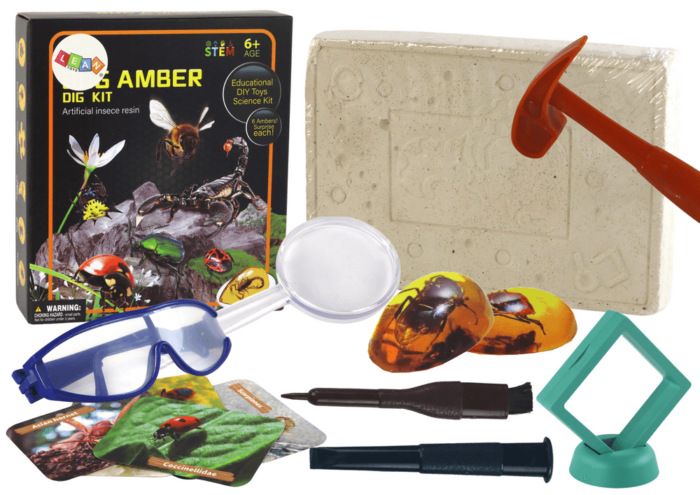 Arheološki set LEAN TOYS: Izvorine z žuželkami v jantarju