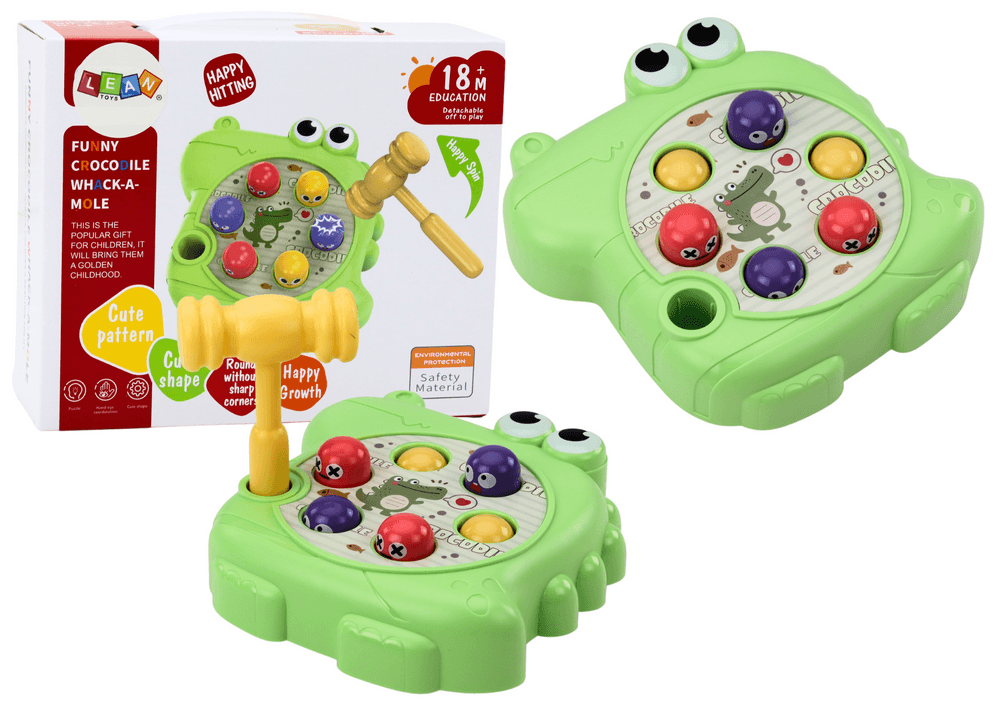 LEAN TOYS Igra Vzhod-vzhod, Krokodil s Kladivom, Zelena