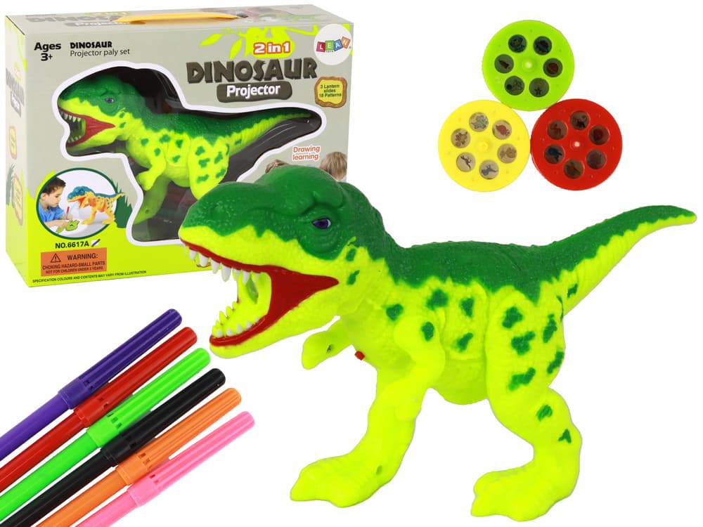 Projektor LEAN TOYS Dinozavri + Pisala za risanje, 18 vzorcev