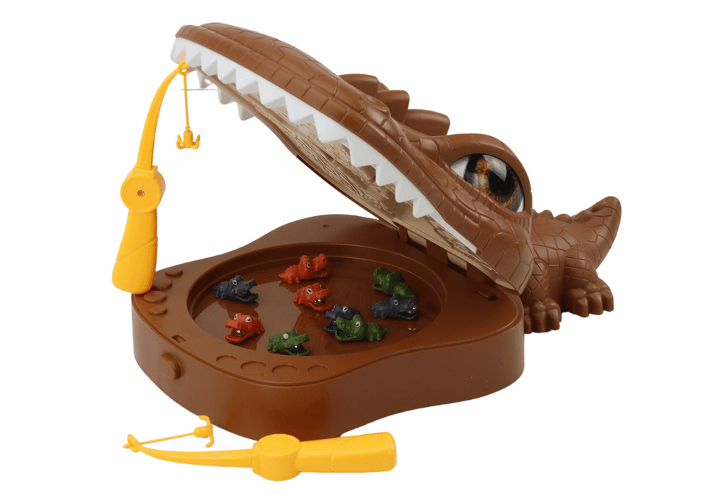 LEAN TOYS Magnetska igra Ribolov Krokodilov, rjav 3