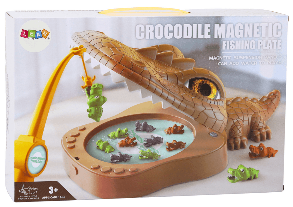 LEAN TOYS Magnetska igra Ribolov Krokodilov, rjav 5