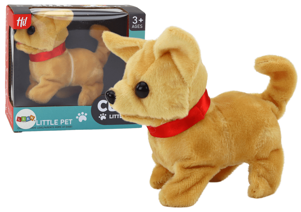 LEAN TOYS Interaktivni plišasti psiček, Hodi in laja, bež