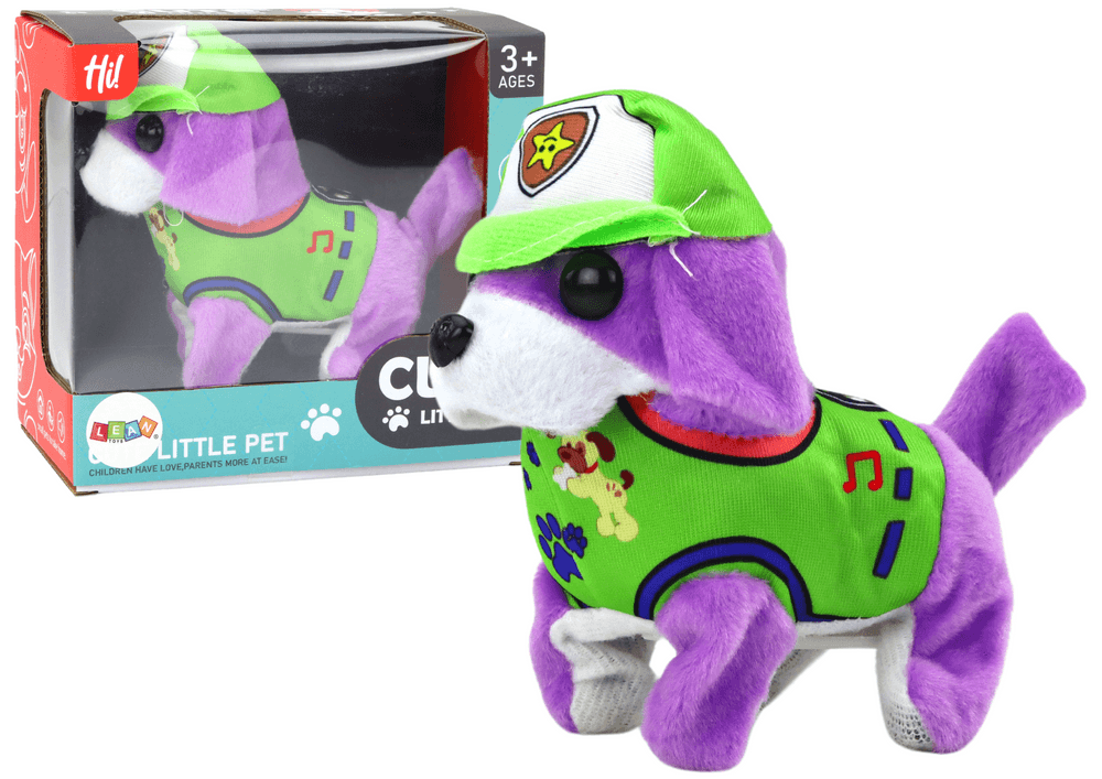LEAN TOYS Interaktivni plišasti psiček, Hodi in laja, vijoličen