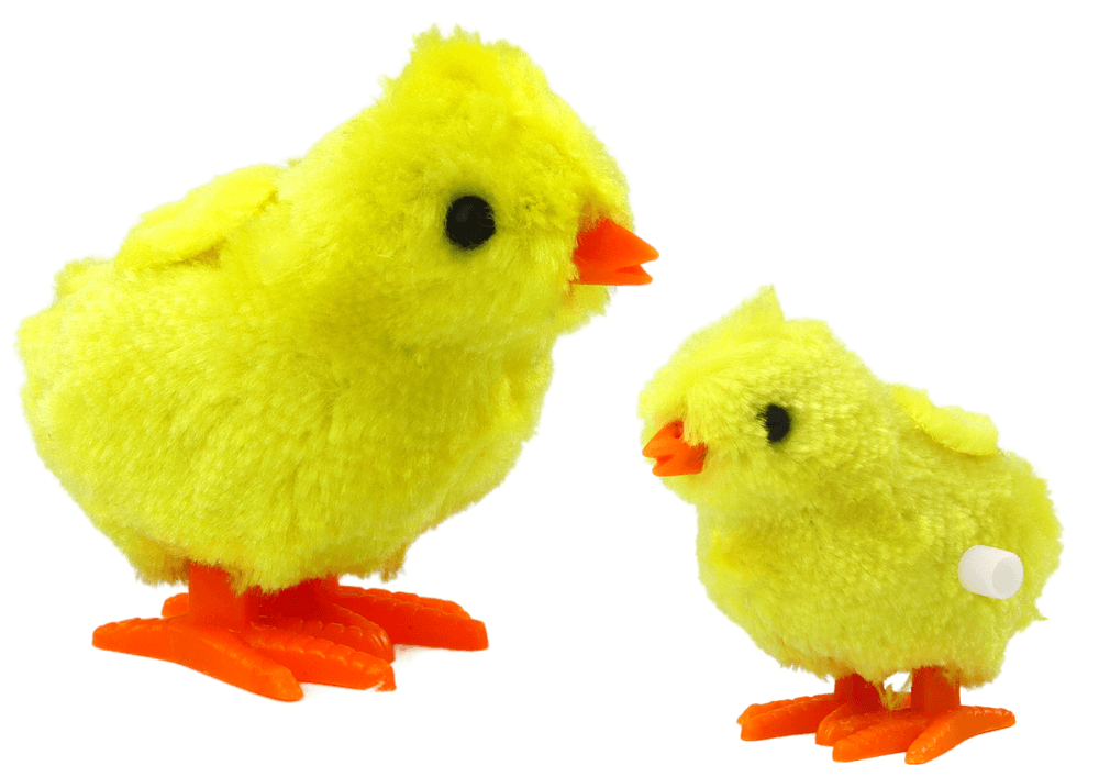 LEAN TOYS Skačuči piščanec, navijan, plišast, rumen, 8 cm
