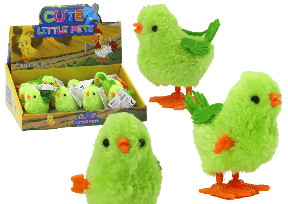 LEAN TOYS Skačuči piščanec, navijan, zelen