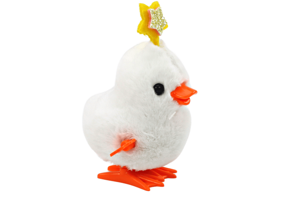 LEAN TOYS Skačuči piščanec, bel, z zvezdico, bel 2