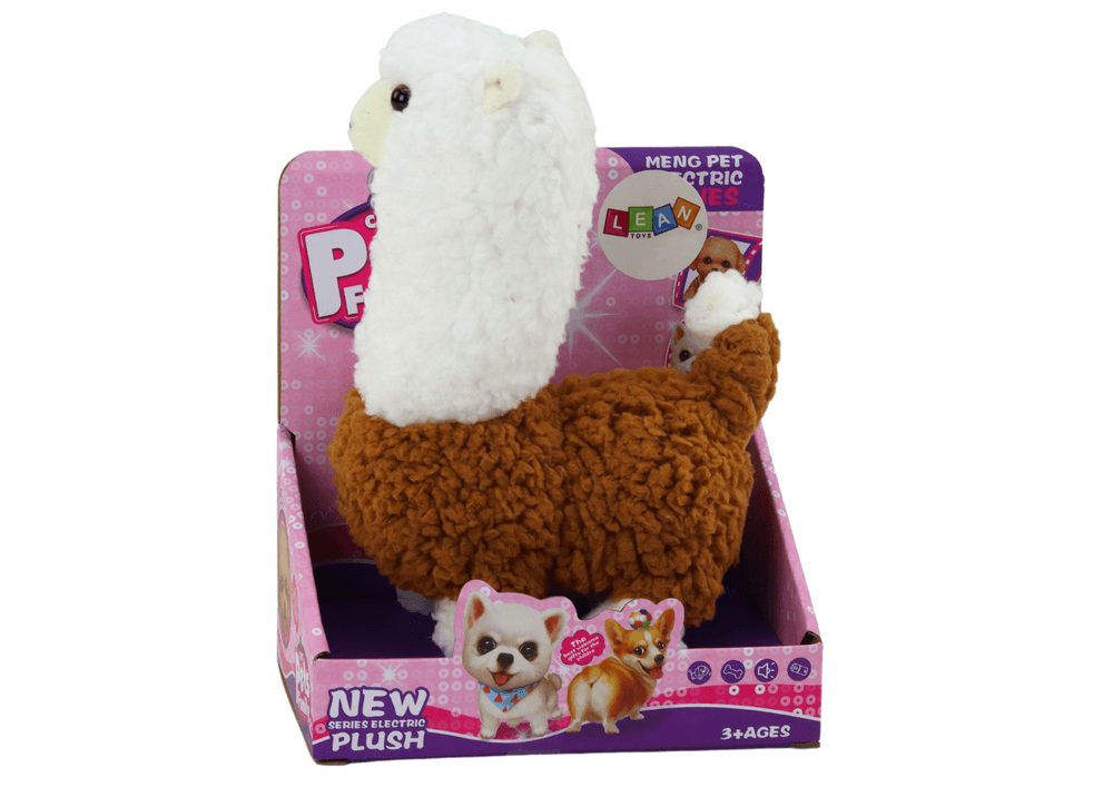 LEAN TOYS Interaktivna lama Alpaka, rjava, hodi in igra 3