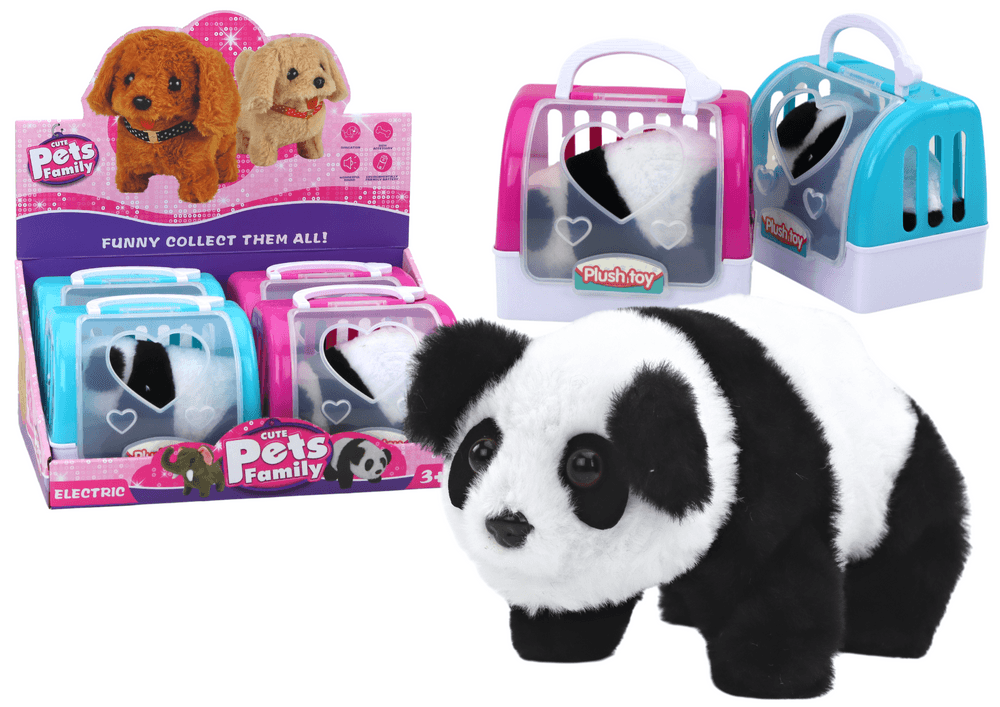 Interaktivna plišana panda v transporterju, roza/modra