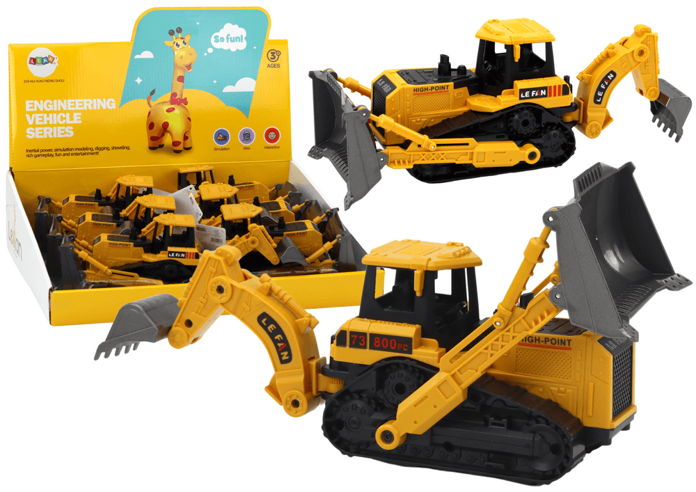 LEAN TOYS bagerska gosenična gradbena lopata z 2 žlicama, rumena