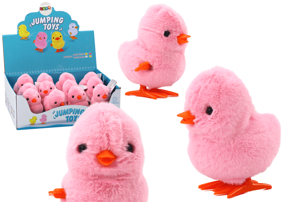 LEAN TOYS Plišasta igrača vzmetni piščanček, roza
