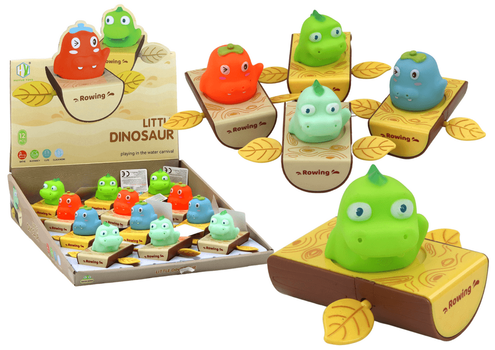 LEAN TOYS Igrača za kopanje, dinozaver v čolnu na navijanje