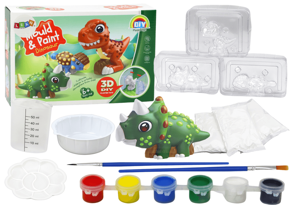 Ustvarjalni set: 3D dinozavri iz mavca z barvami
