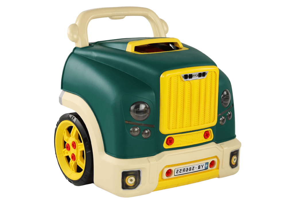 Motor tovornjaka za razstavljanje, komplet za male mojstre, zelen, delavnica
