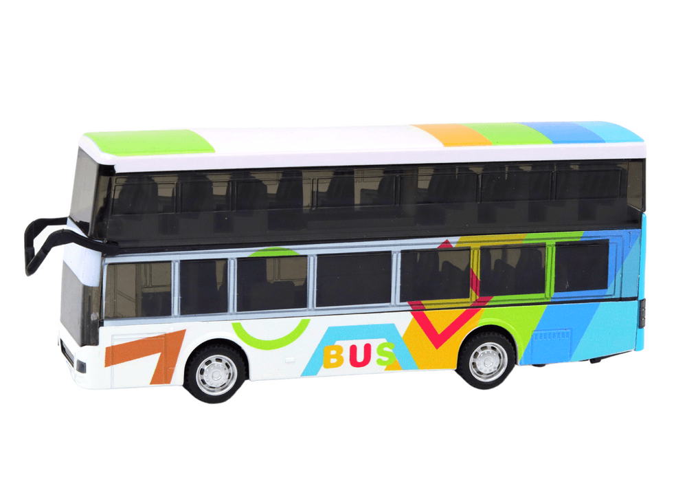 Dvopetni avtobus, frikcijski pogon, kovinski, barvit, luči, zvoki 3