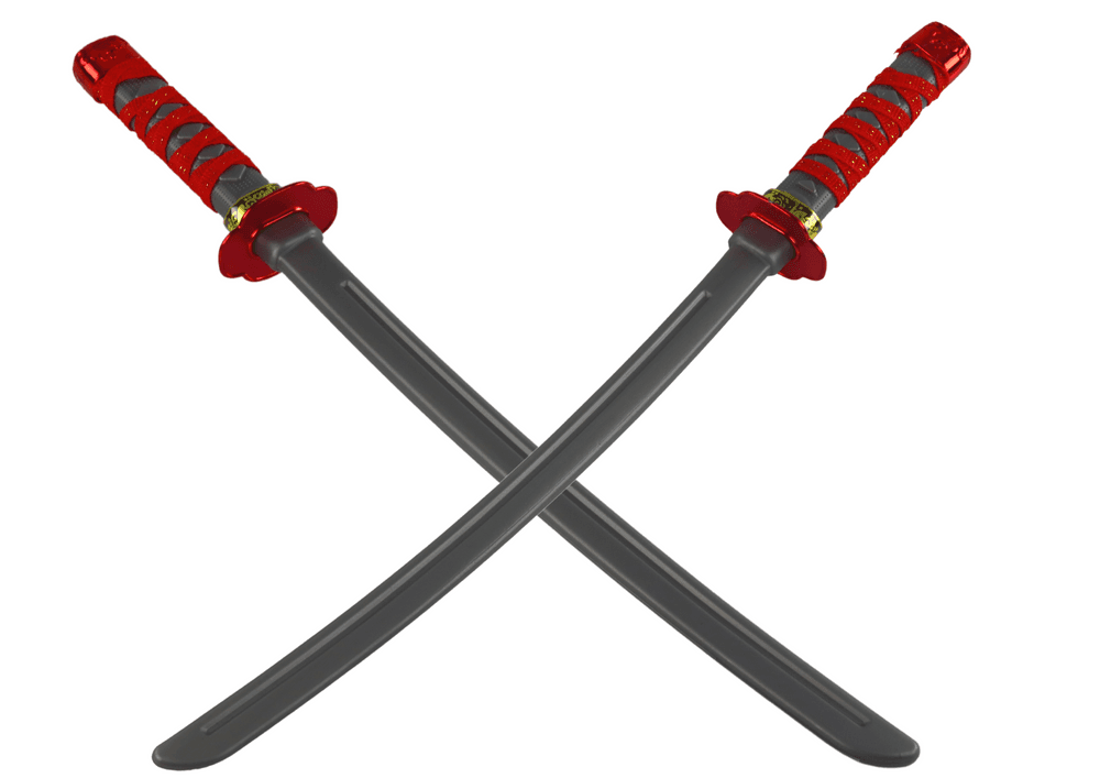 Ninja bojevniški set: maska, meči in bodala z rdečimi okraski 4