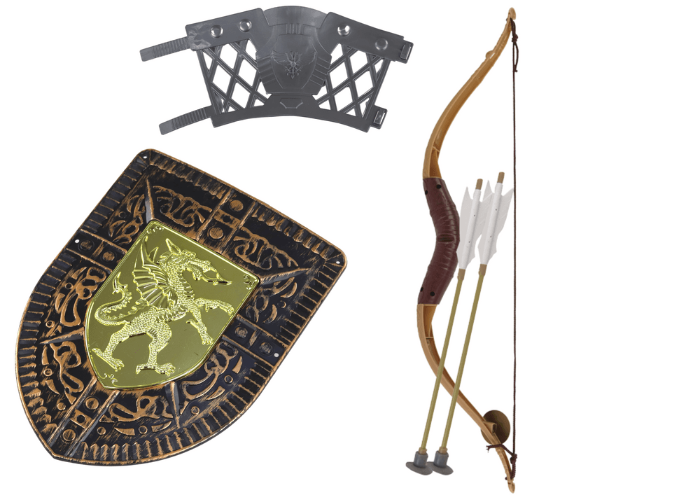Vitezov set, lok, meč, ščit, zapestnik, viteški kostum 2