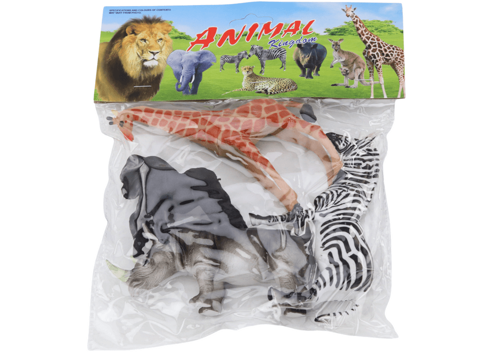 Komplet afriških živalskih figuric - Žirafa, Gorila, Zebra, Nosorog LEAN TOYS 3