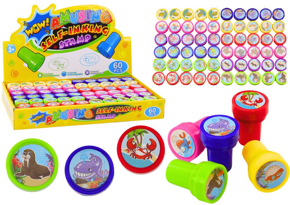LEAN TOYS Okrasni Štampiljki - 12 Vzorcev Morskih Živali, 6 Barv