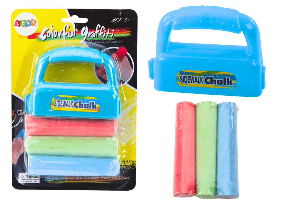 LEAN TOYS Kreda za Pločnik z Ročajem - Debela, Modra, 3 Kosi