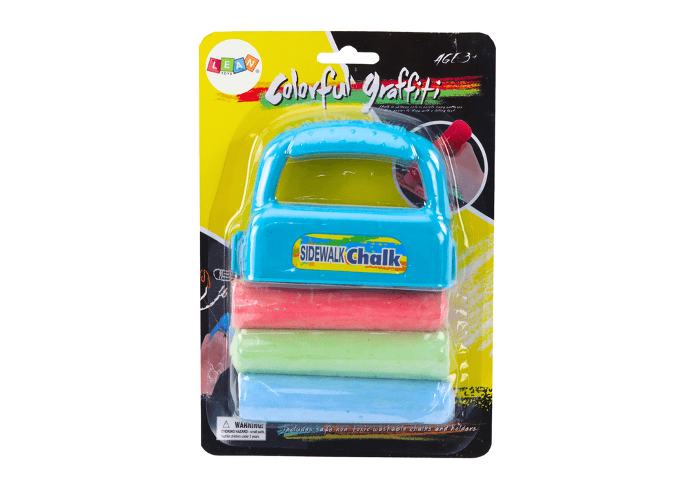 LEAN TOYS Kreda za Pločnik z Ročajem - Debela, Modra, 3 Kosi 3