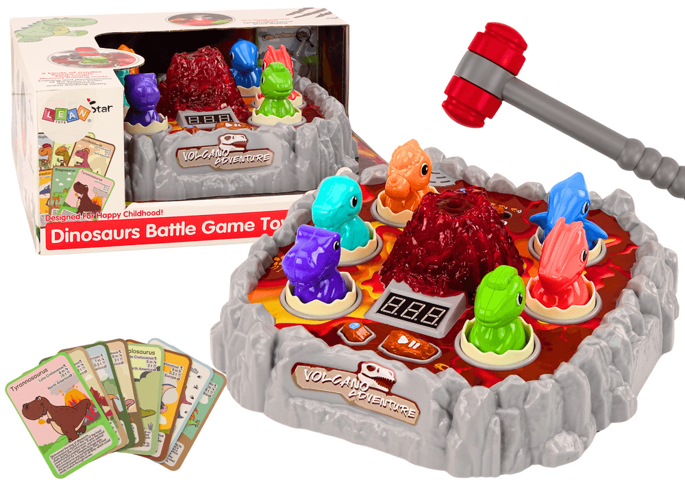 Igra Vikenja v luknjo LEAN TOYS - Dinozavri, vulkan, lučke in zvoki