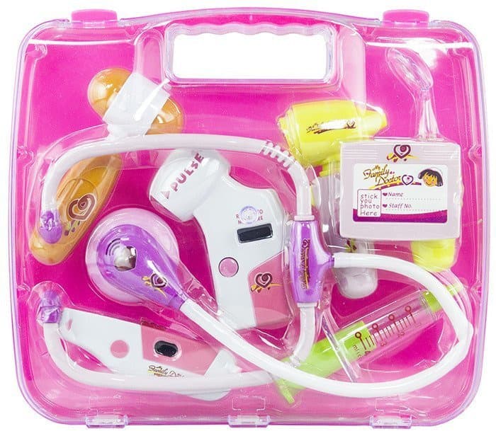 Zdravniški komplet LEAN TOYS v kovčku z dodatki (Roza)