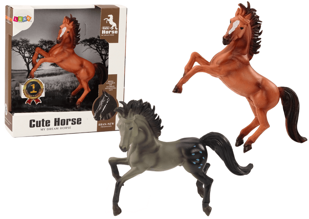 Figurica konja LEAN TOYS - rjav, siv, stoječ