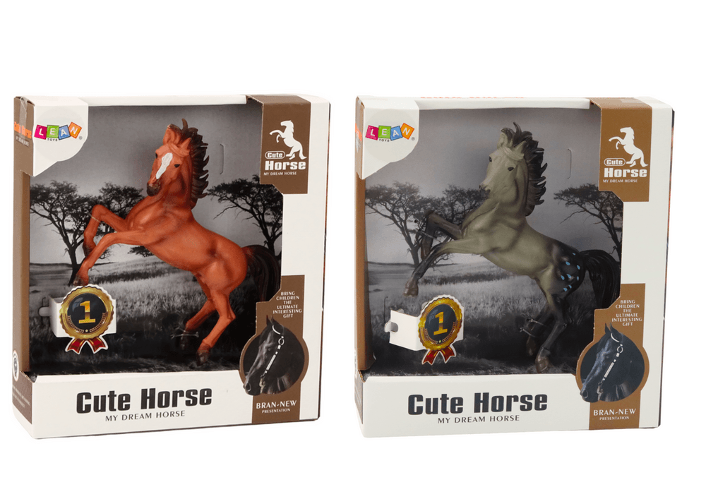 Figurica konja LEAN TOYS - rjav, siv, stoječ 4
