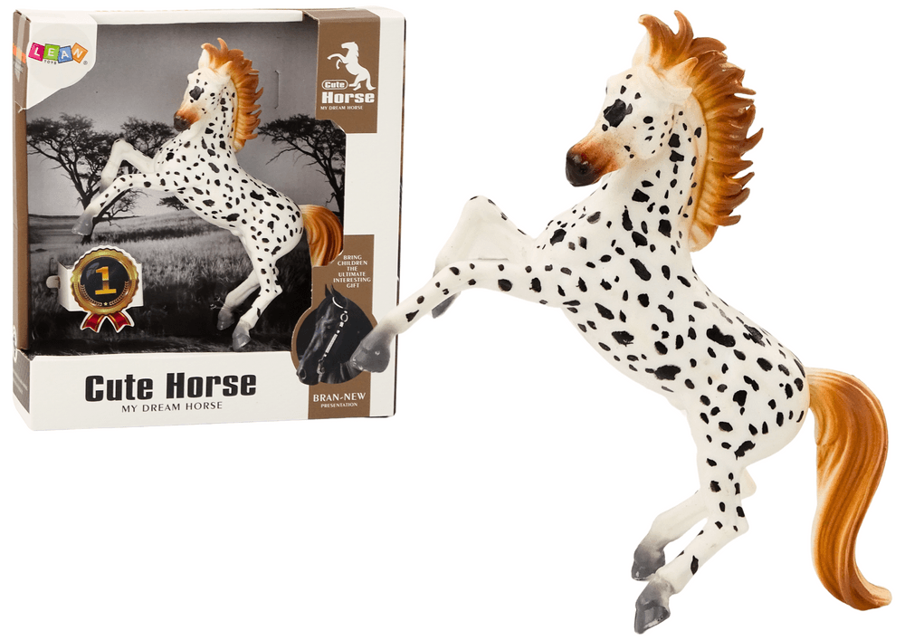 Figurica konja LEAN TOYS - beli s pikami, stoječ