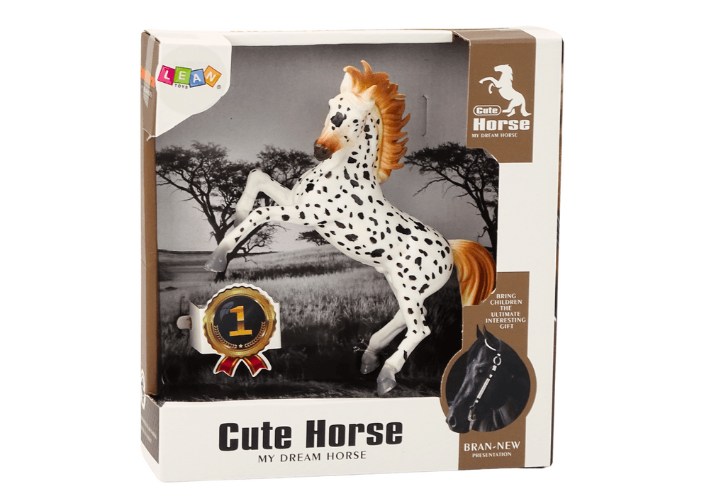 Figurica konja LEAN TOYS - beli s pikami, stoječ 3