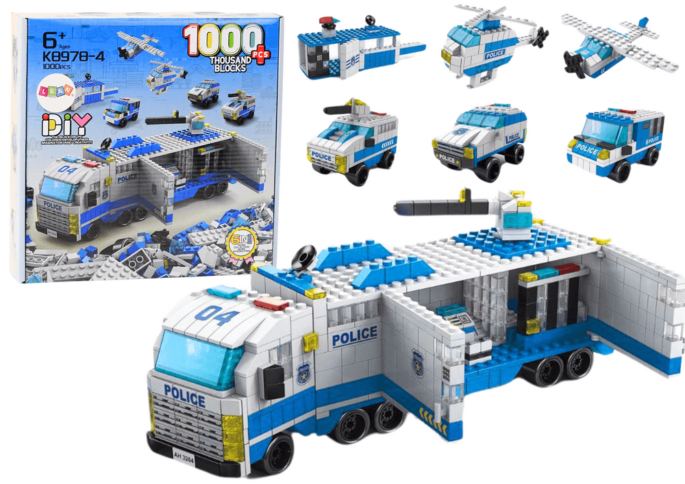 LEAN TOYS "Policijska Zvezda" gradbeni set 6v1 (1000 delov)