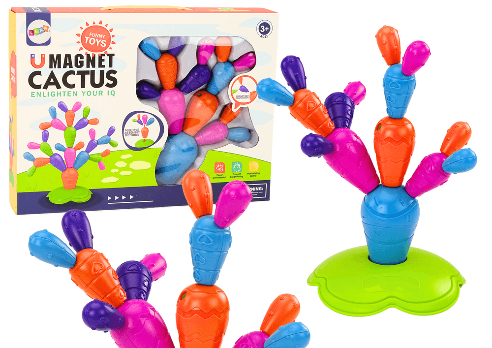 LEAN TOYS Magnetne kocke Kaktus, 16 elementov