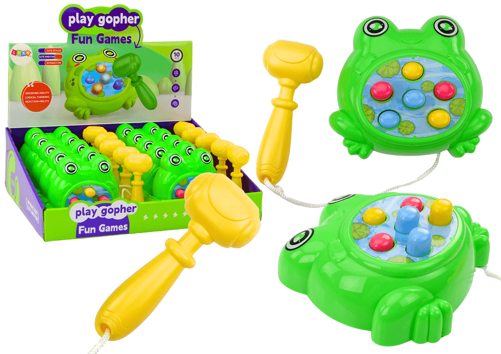 LEAN TOYS Mini igra Krt Mlatilica s kladivcem, zelena žaba