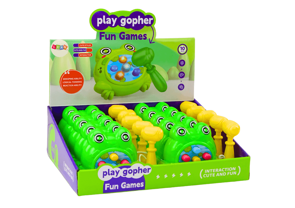 LEAN TOYS Mini igra Krt Mlatilica s kladivcem, zelena žaba 3