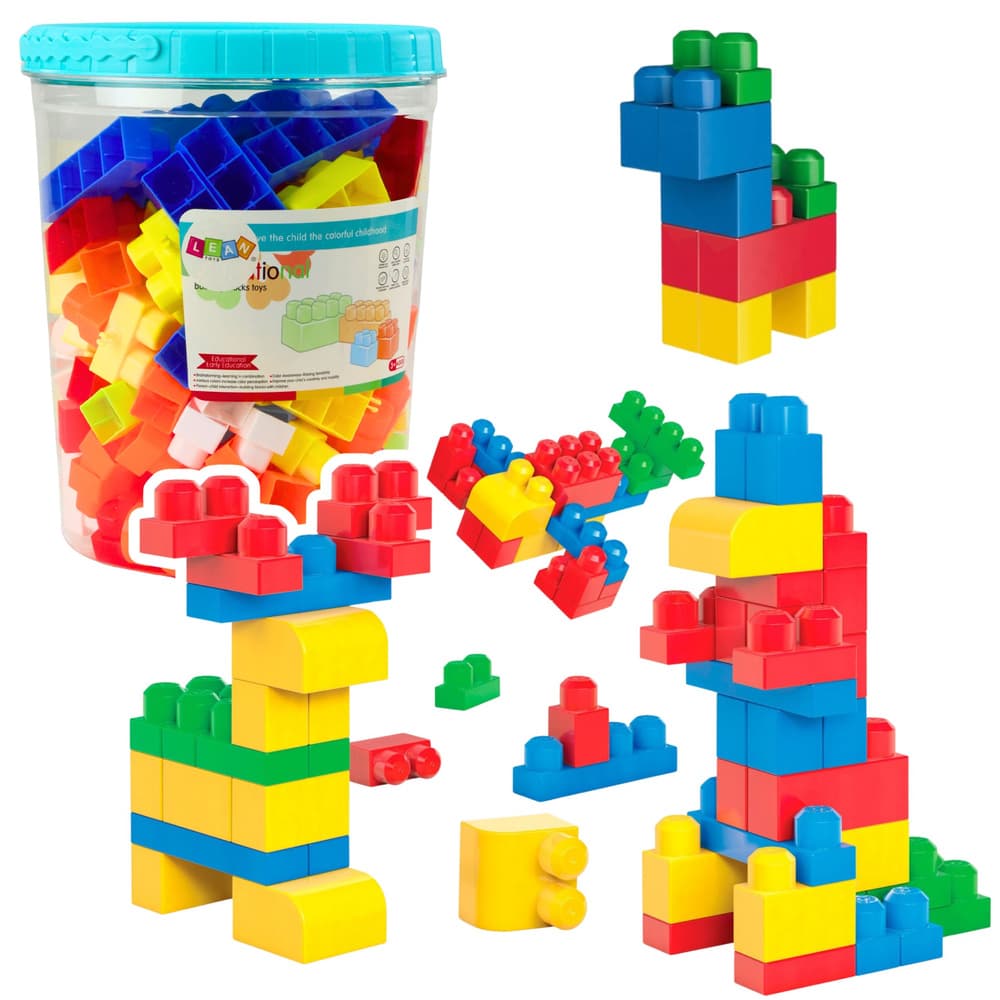 LEAN TOYS Velike gradbene kocke v vedru, 160 kosov